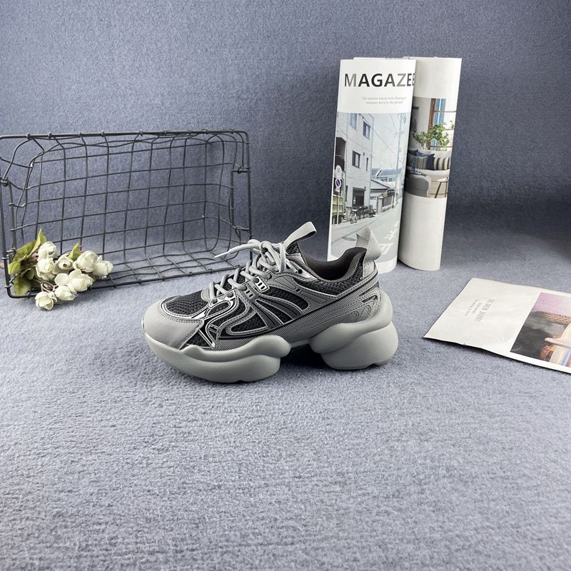 真皮网面增高显脚小时尚老爹鞋女