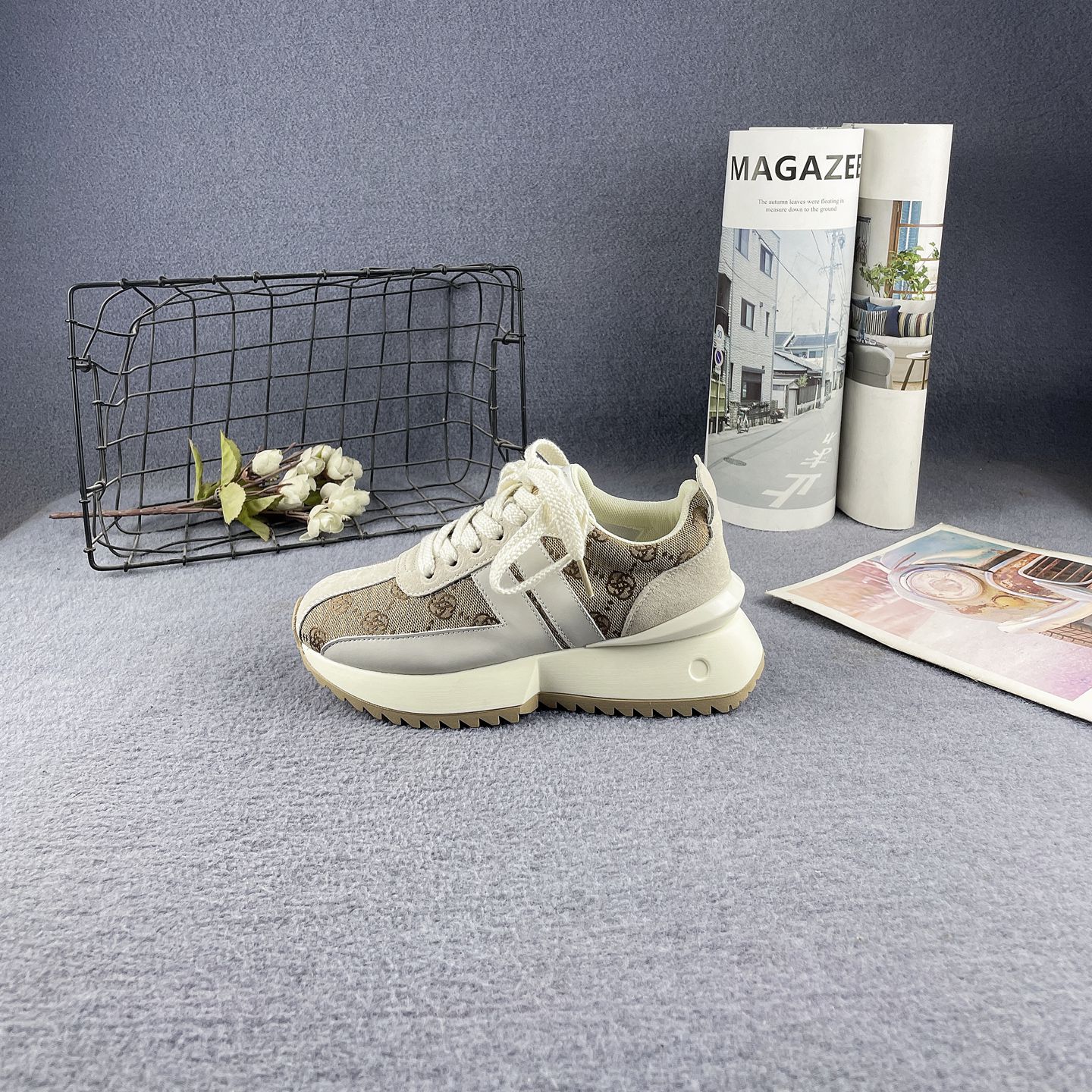 真皮厚底防滑时尚小蛮腰运动鞋女