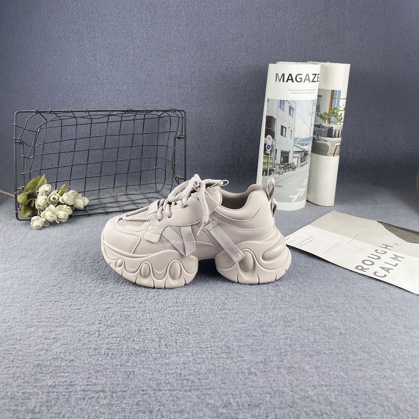 松糕厚底增高时尚真皮休闲老爹鞋