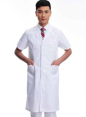 雅姿洁短袖男医生服韩制服白大褂实验药房口腔足疗护士服夏装长袖