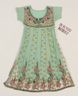 印度连衣裙钉珠刺绣水钻古着短裙尼泊尔vintage旅行女装浅绿色