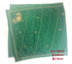 沙漠草原旅游拍照亮片纱丽异域风影楼写真印度披肩头纱围巾女装绿