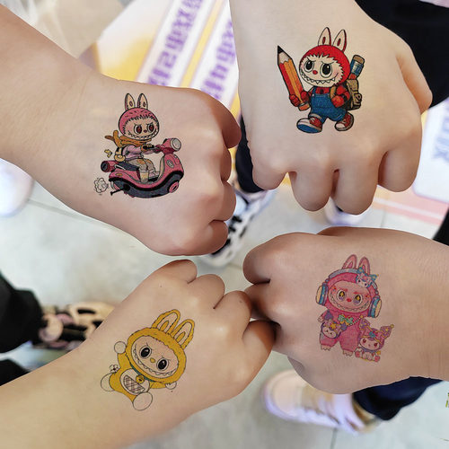 Labubu拉布布纹身贴纸闪粉脸贴