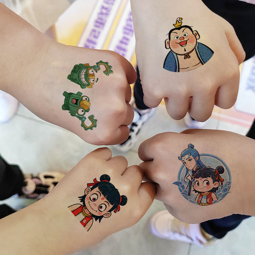 闪粉哪吒同款纹身贴眉心贴纸哪咤