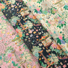 日本进口布料yukiemon松浦棉麻手工服装连衣裙上衣印染动物游乐园