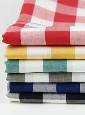 日本进口布料seven50支服装包袋色织手工DIY轻薄柔软布艺面料格子