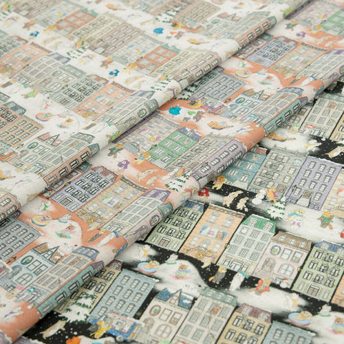 日本进口60支纯棉面料yukiemon松浦卡通手工DIY服装布料童话小镇
