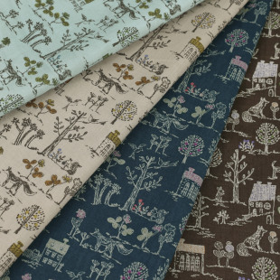 面料 服装 日本hokkoh进口棉府绸布料动物森林柔软衬衫 透气裙子夏季