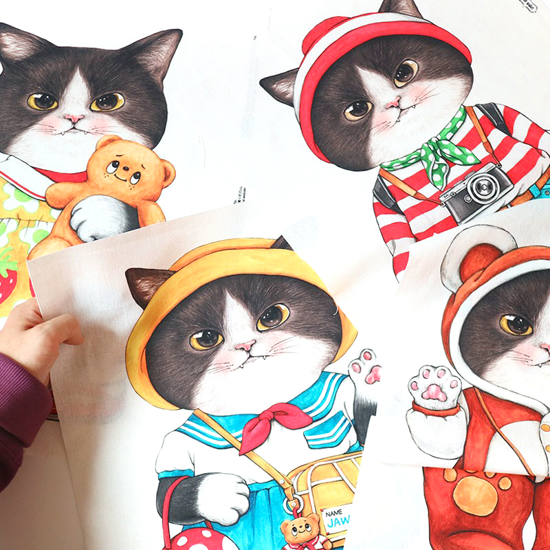 韩国进口猫叔叔定位布20支棉麻布