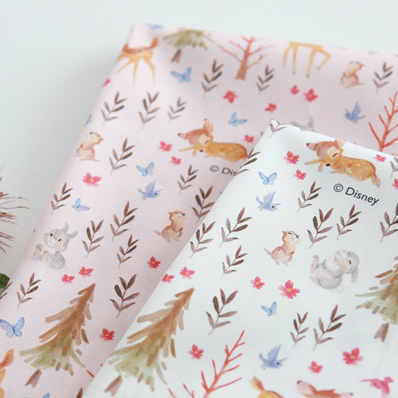 韩国动画片斑比平纹棉服装布料