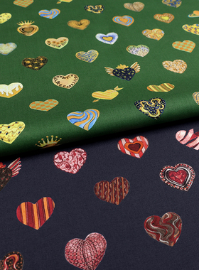 英国正品liberty100支长纤棉Tana布料情人节TROPHY HEART奖杯之心