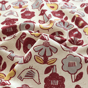 日本进口cosmo棉麻面料手工diy抱枕收纳袋简约舒适服装 布趣花织纹