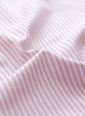 日本进口20支纯棉面料seven手工diy浅紫色条纹舒适上衣裙子服装布