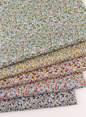 日本hokkoh进口60支Lawn棉面料叶子点点亲肤透气清新文艺夏季服装