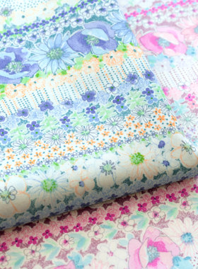 日本进口布料seven40支高密度全棉舒适连衣裙服装手工DIY春日花笺