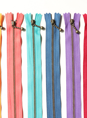 日本原装进口彩色拉链 闭口水滴3号拉头复古金属拉锁包包30cm20CM