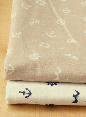 进口seven纯棉布双层纱布面料服装手工DIY布艺透气柔软布料海盗船