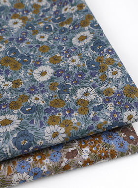 日本hokkoh进口60支lawn纯棉面料艺术雏菊手工柔软上衣连衣裙布料