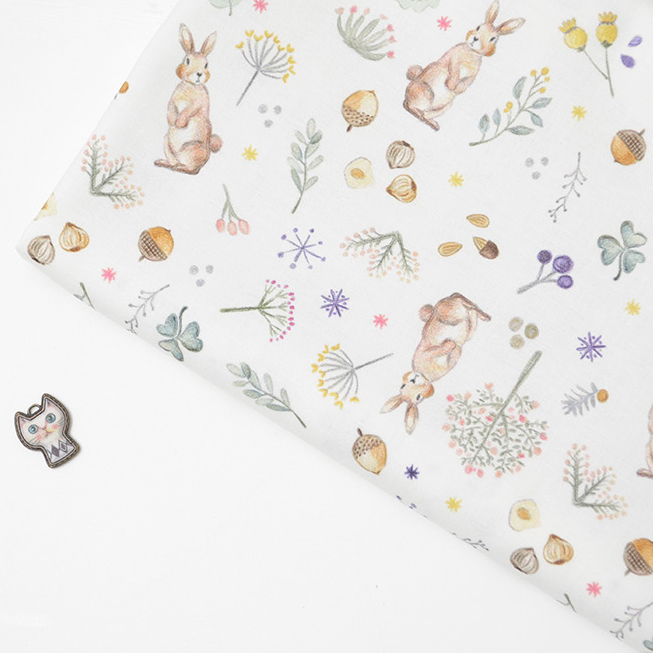 韩国cottonvill进口数码小兔布料