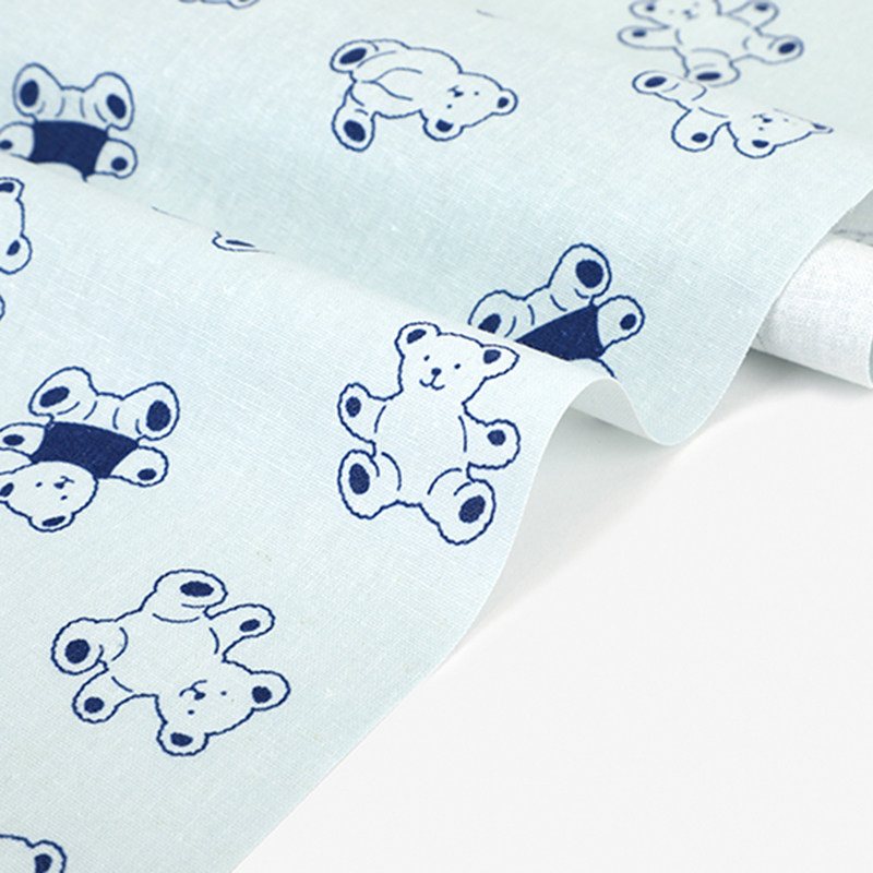 韩国dailylike进口棉麻布料蓝色小熊可爱柔软手工围裙DIY服装面料,居家布艺,海绵垫/布料/面料/手工diy,淘宝优惠券,粉丝福利购,淘宝优惠卷