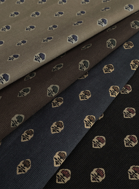 日本hokkoh进口21W灯芯绒面料花卉符号深色秋冬手工diy服装纯棉布