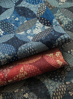 日本进口纯棉面料seven和风手工diy家居装饰包袋服装布艺朴韵织趣