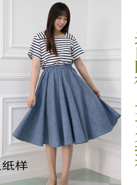 韩国进口图纸纸样 彩色服装裁剪图样手工女士大摆裙1比1图案P1114