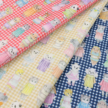 日本进口yukiemon松浦60支纯棉布料动物时装秀柔软透气卡通服装布