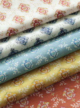 日本sevenberry进口60支纯棉布料欧洲复古花透气柔软夏季服装面料