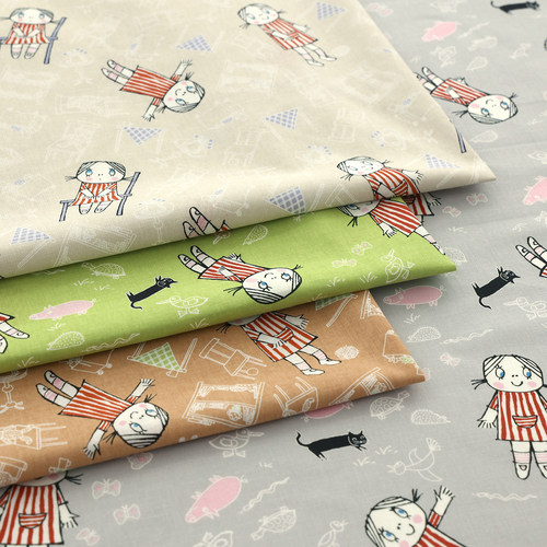 日本进口名师布棉麻面料手工DIY布艺LillaAnna小安娜系列布料绘本