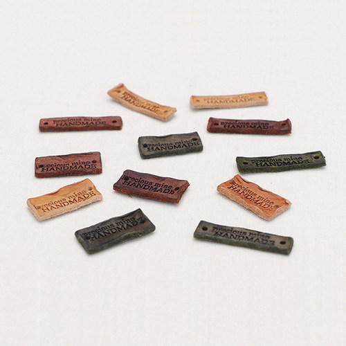 韩国进口手作handmade深棕色皮标