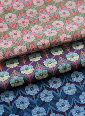 英国正品liberty面料100支lawn长纤棉纯棉上衣裙子服装布鱼骨印花