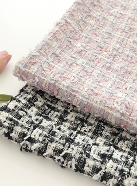 日本进口TH小香风混纺面料清新手工舒适连衣裙外套服装布香织物语