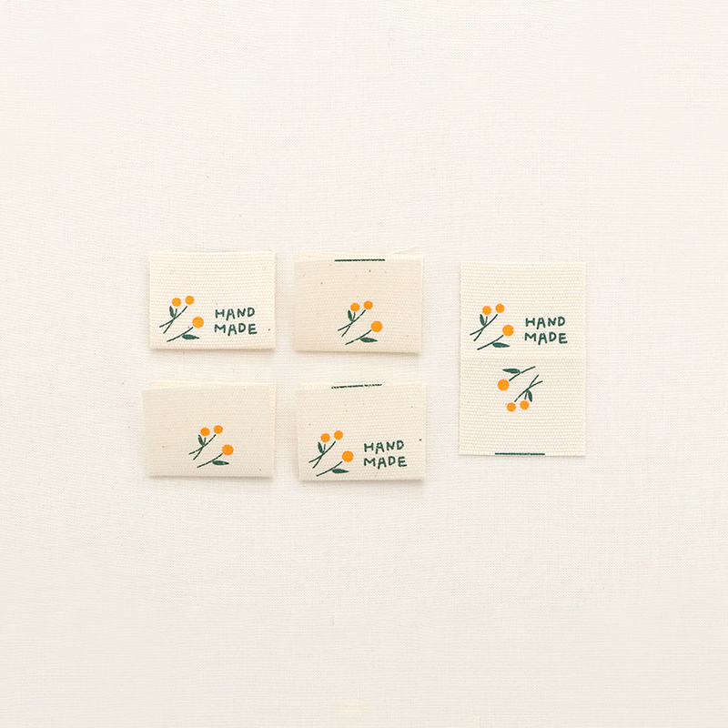 清新印花布标纯棉材质嵌入式标签