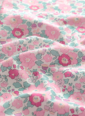 英国正品liberty面料100支lawn长纤棉烫银舒适手工布蓓斯蒂粉紫色