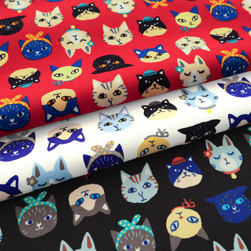 日本进口牛津棉卡通猫咪服装布艺