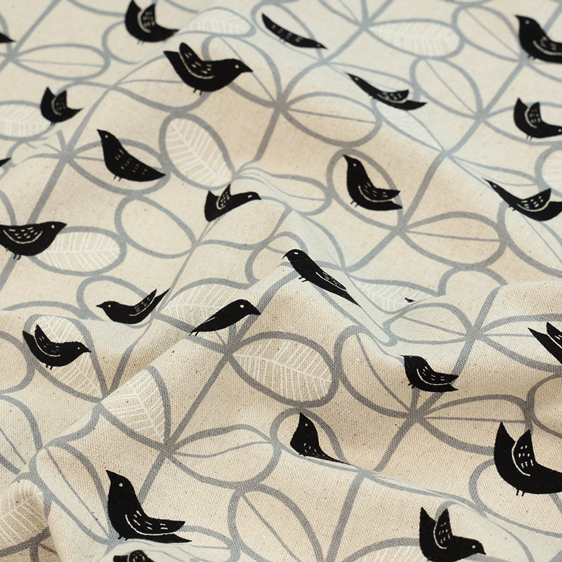 日本进口棉麻布料桌布飞鸟集透气手工包袋布艺沙发垫卡通印染面料,居家布艺,海绵垫/布料/面料/手工diy,淘宝优惠券,粉丝福利购,淘宝优惠卷