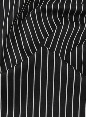 日本进口小纹工房60支Lawn棉面料黑底条纹舒适柔软亲肤衬衫服装布