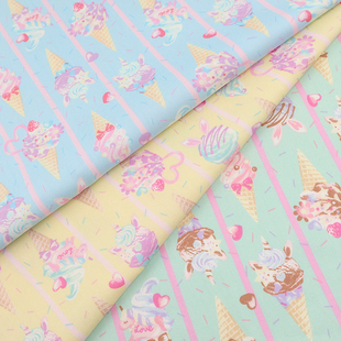 日本进口清原牛津棉银河动物冰淇淋卡通可爱清新舒适柔软手工服装