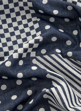 日本进口播州织纯棉双层纱色织图案面料手工DIY服装布料拼章格调