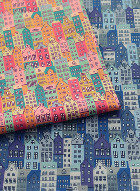 英国正品liberty面料100支lawn长纤棉手工舒适服装布哥本哈根街道