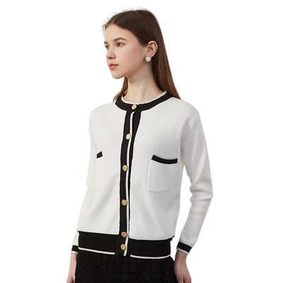 巧帛开衫圆领长袖针织衫