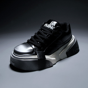 松糕厚底增高板鞋 欧美男士 渐变机盖翘头阔版 小众走秀设计款 休闲鞋