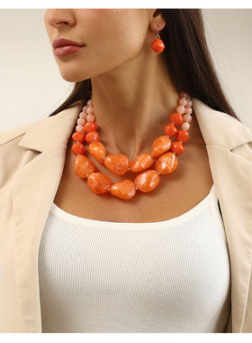 果冻彩色串珠双层多层短款锁骨链