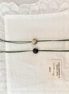 森系天然石手绳女简约百搭绿色编织手链小众设计感显白饰品