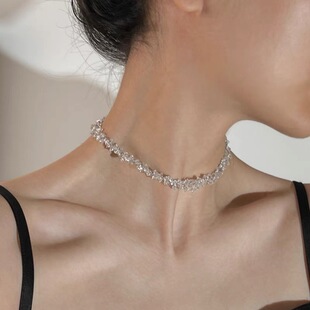 韩国东大门超仙女气质choker水晶短项链轻奢百搭锁骨链氛围感颈链