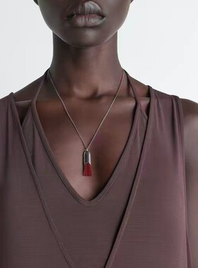 迷你红色马鬃毛项链气质百搭高级感流苏毛衣链小众马鬃毛吊坠女