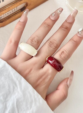 复古简约树脂棕色戒指环