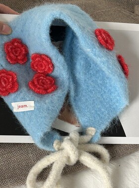 小众设计师手工花朵针织护耳耳罩女冬季奶油风高颜值网红耳捂子潮