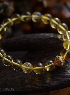 天然蜜蜡琥珀金珀纯银圆珠手串